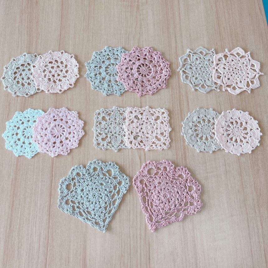 コットン糸で制作したコースター